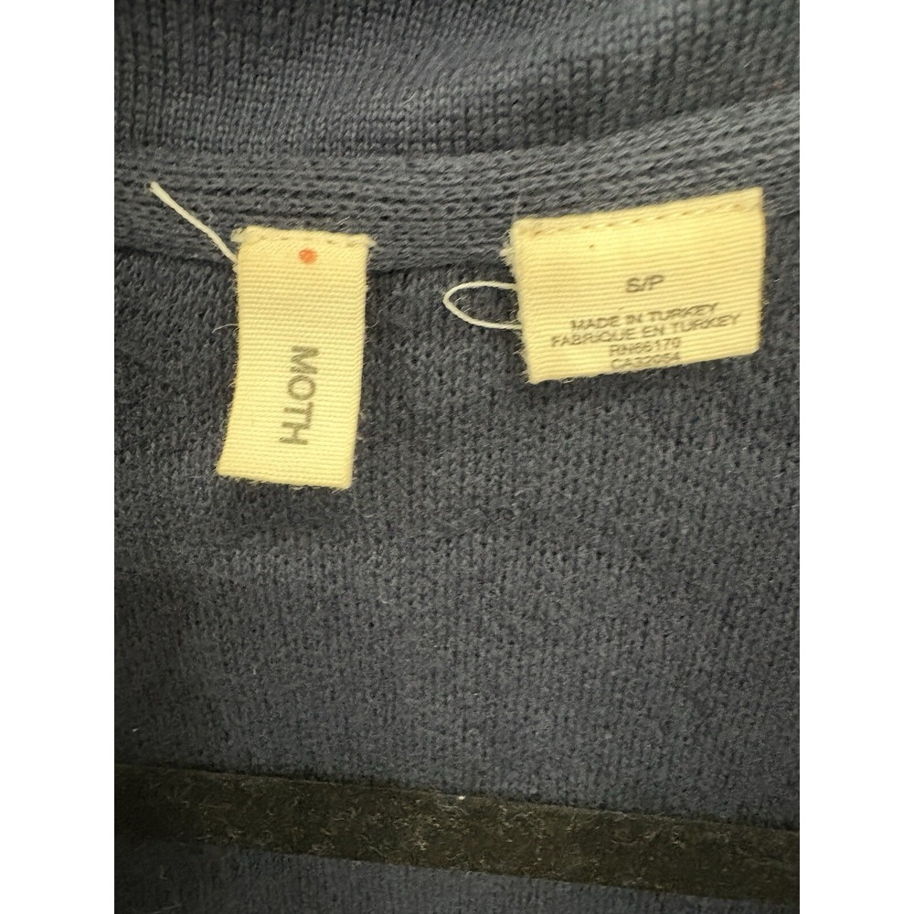 Moth Anthropologie Duster Cardigan Navy Size Small Pockets - Picture 2 of 5